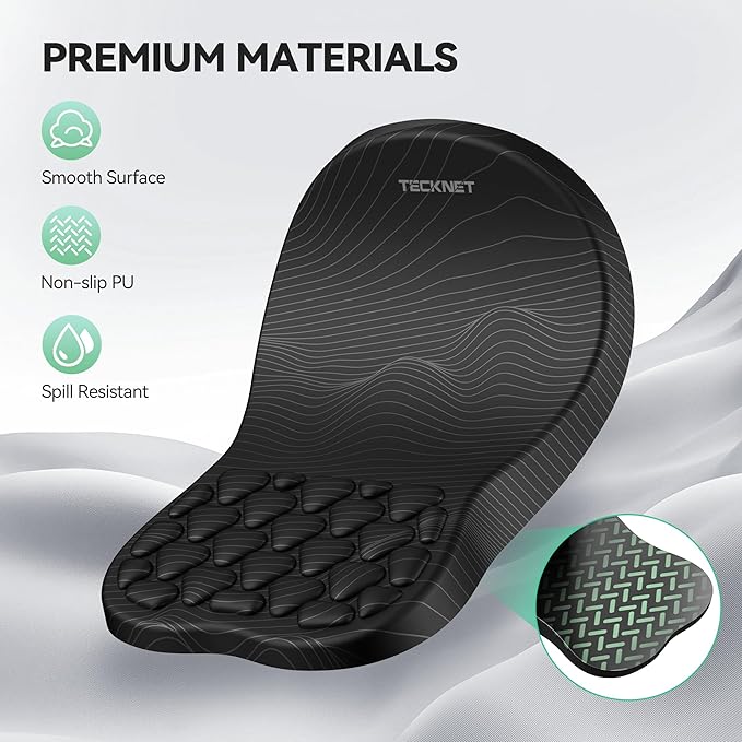 TECKNET Ergonomic Mouse Pad with Wrist Rest, Soft Mousepad with Massage Design, Memory Foam and Non-Slip PU Base for Pain Relief, Gaming Mouse Pad for Desk, Home, Office, 12x8 Inches, Black White