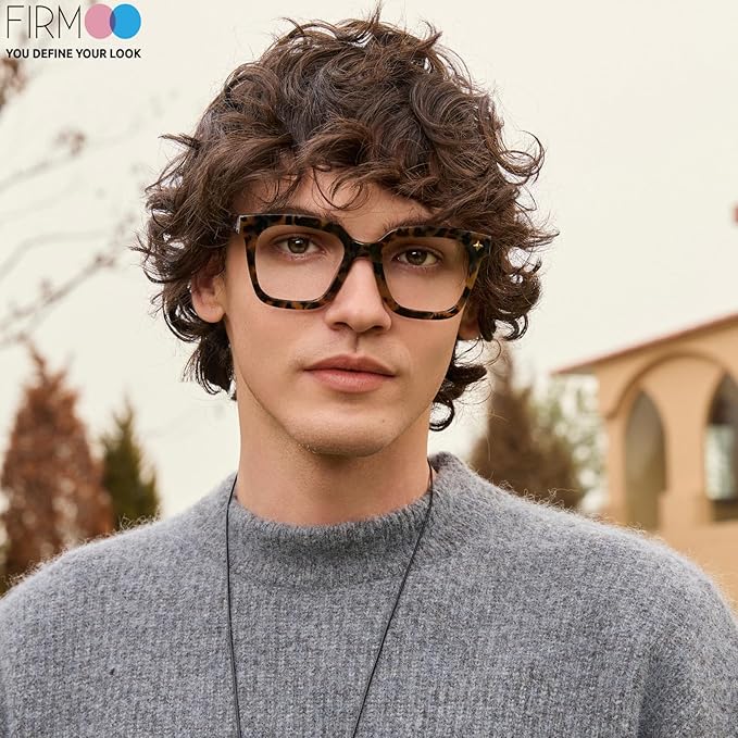 Firmoo Oversized Blue Light Glasses for Women Men Large Frame Anti Eyestrain & UV Protection Computer Gaming Blue Blocker Eyeglasses(Tortoise)