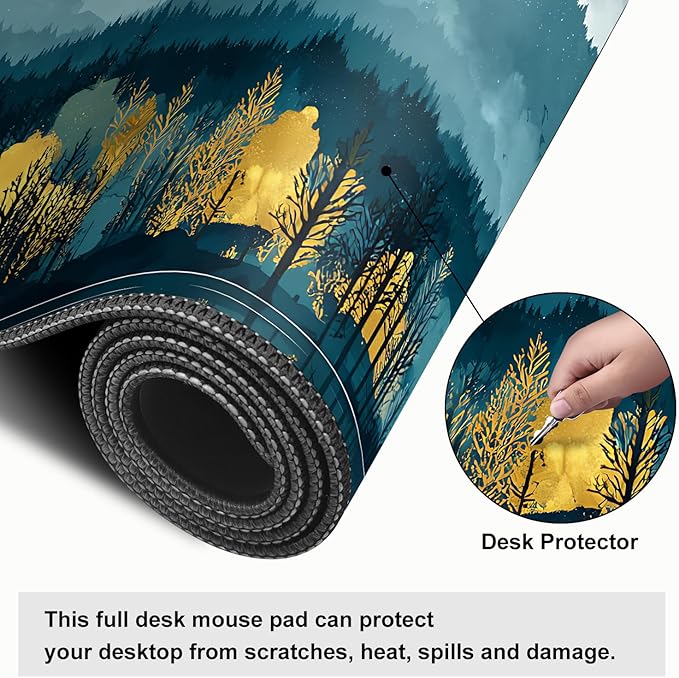 Mouse Pad, Large Anti-Slip with Stitched Edges Desk Mat Desktop Laptop Computer Desk Keyboard Mat,Table Protector Blotter Mat (Lake, 31.5" x 11.8")