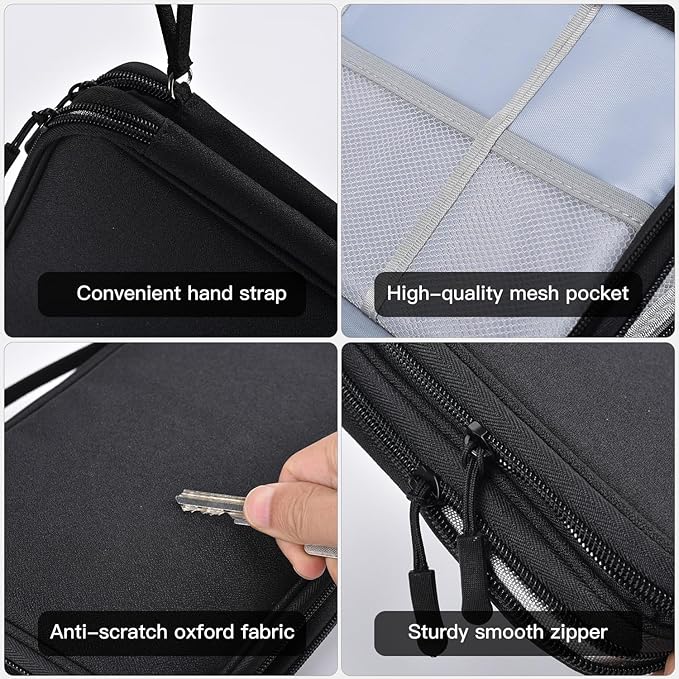Large Electronics Travel Organizer Case, Electronic Accessories Carry Case Portable Waterproof Double Layers Storage Bag for Cord, Cable, Charger, USB, Power Bank, Earphone (Black, X-Large)