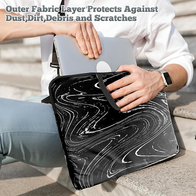 Laptop Sleeve Case 15 inch Plus Cute Mousepad, Black White Dirty Retro Slim Carrying Case Durable Handbag Protective Travel Laptop Bag for 13-15 inch Tablet,Laptop, Ultrabook Notebook
