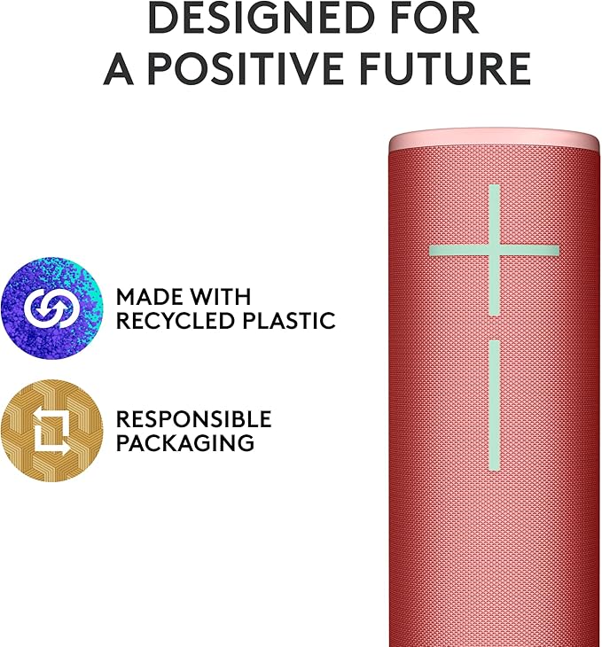 Ultimate Ears MEGABOOM 4 Portable Waterproof Bluetooth Speaker with Powerful 360-Degree Sound and Thundering Bass, Floating Speaker with 20-Hour Battery and 147ft (45m) Range - Red