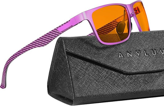 ANYLUV Carbon Fiber Reading Glasses for Men Women, Blue Light Blocking Computer Readers, Anti Glare Spring Hinge