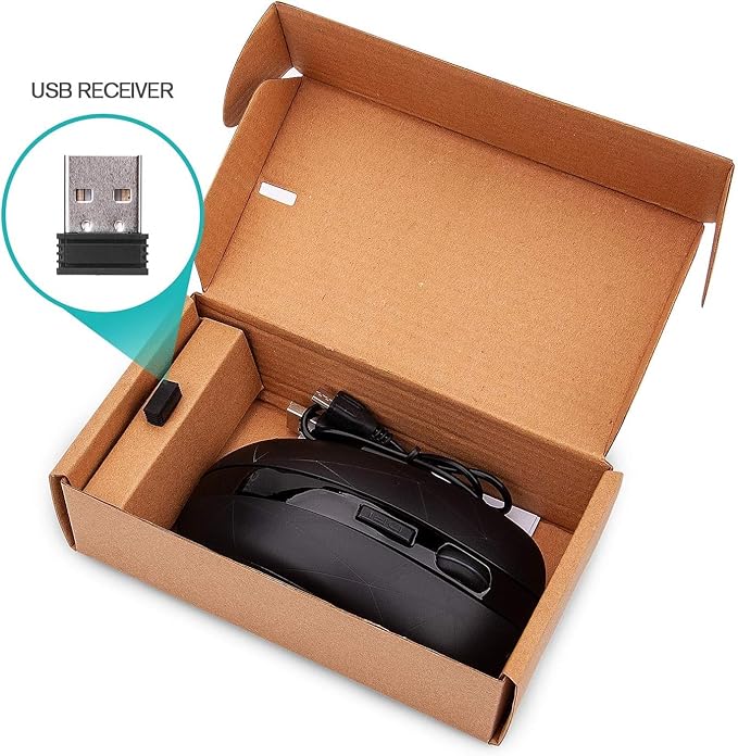 Rii LED Wireless Mouse,2.4G Ergonomic Optical Mouse with USB Receiver,Rechargeable Portable Computer Mice for PC,Mac,Tablet,Chromebook,Notebook,Laptop-Black (New)