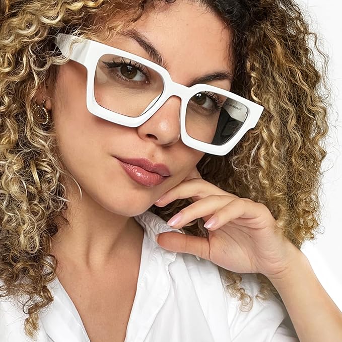 livho Oversized Eyewear Frame for Woman and Men - Rectangle Fashion Glasses for Computer, Chic Preppy Frame