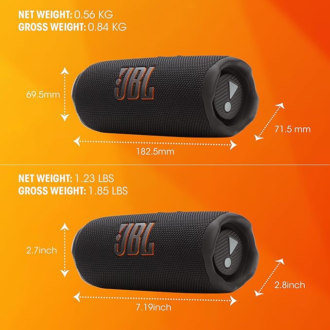 JBL Flip 7 - Portable Waterproof and Drop-Proof Speaker, Bold JBL Pro Sound with AI Sound Boost, 16Hrs of Playtime, and PushLock System with Interchangeable Accessories (Squad)