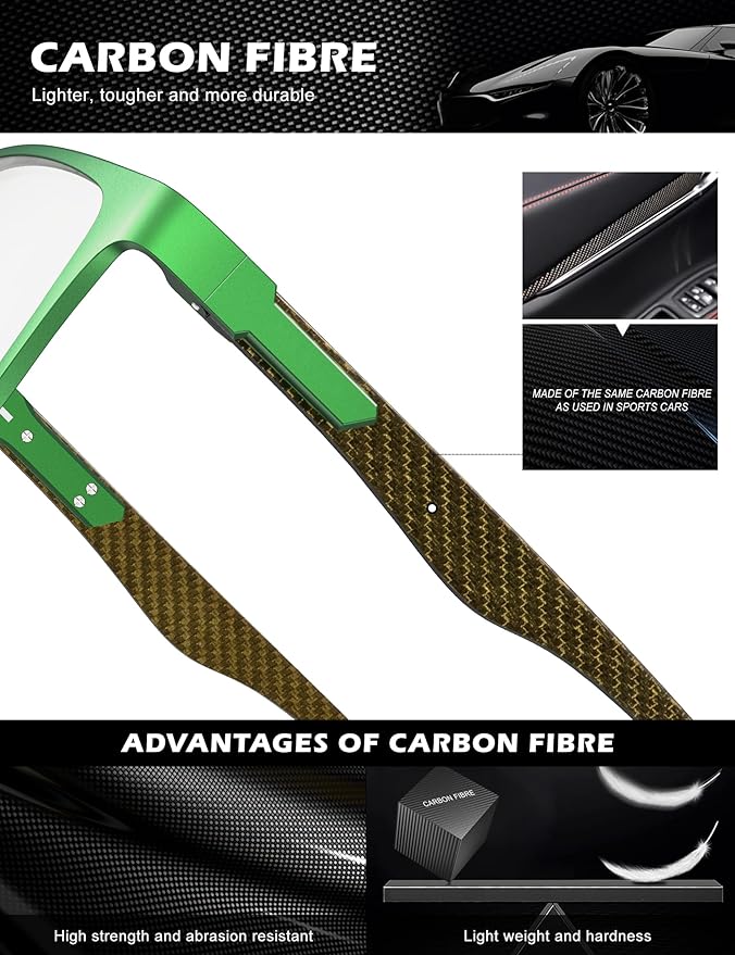 ANYLUV Carbon Fiber Reading Glasses for Men Women, Blue Light Blocking Computer Readers, Anti Glare Spring Hinge