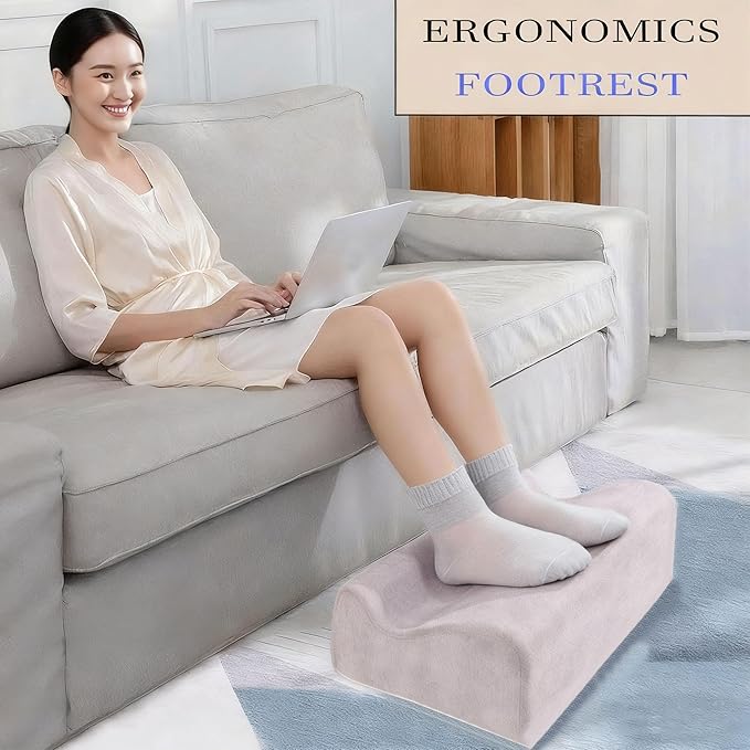 Foot Rest for Under Desk at Work,At Work Soft Ergonomic Footrest,Support Foot Pillow,Heel Chair,Leg Elevation Pillow (Light Grey)