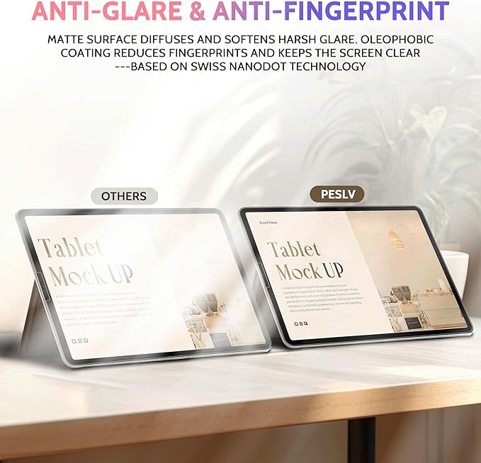 Peslv 2 Pack Like Paper Screen Protector for iPad Pro 12.9 inch (2022/2021/2020/2018), Matte Anti Glare PET Film/Blue Light Filter Eye Protection Cover/Drawing & Writing Feel Like on Paper
