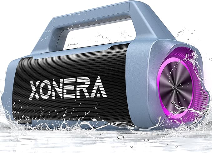 Speakers Bluetooth Wireless, 80W Peak Loud Outdoor Speaker with Bass, 20H Playtime, IPX6 Waterproof, TWS，BT5.3, Portable for Camping Hiking Boating Pool Beach, Smoky Blue