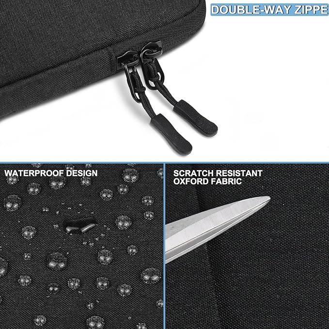 Laptop Sleeve Case 13.3 inch, Shockproof Protective Computer Cover with Accessories Pocket, Portable Laptop Bag Compatible with MacBook Air/Pro 13-13.3 inch, Compatible for MacBook Pro 14 inch, Black | Shockproof, Black