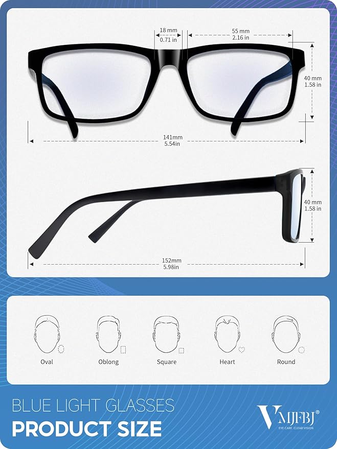 VMJFBJ Blue Light Blocking Glasses For Men/Women Anti-Fatigue Computer Monitor Gaming Improve Sleep Reduce Eye Strain Gamer Glasses