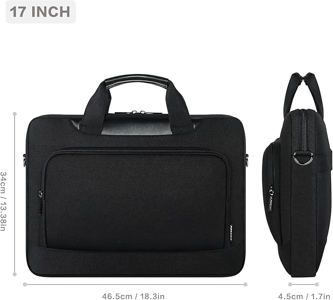 DOMISO 17-17.3 Inch Laptop Bag Large Capacity Laptop Shoulder Case for Dell XPS/Inspiron 17/HP Pavilion 17, Black
