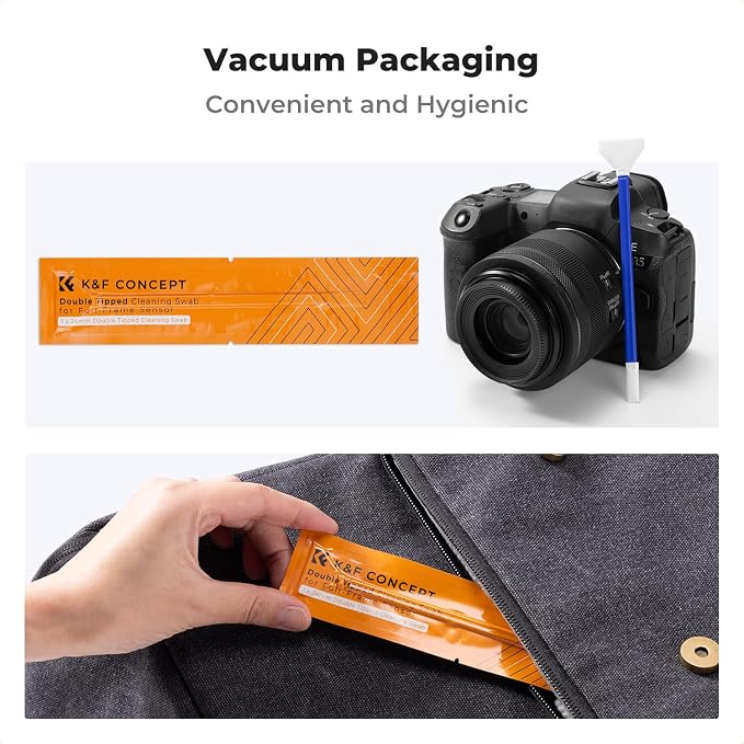 K&F Concept 2-1 24mm Full Frame Sensor Cleaning Swab & Viewfinder Cleaning Swab, DSLR SLR Digital Camera CMOS and CCD Sensor Cleaning Swab Kits for Nikon Sony Canon Camera Clean - Image 7