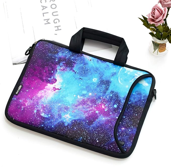 RICHEN 14-15.6 Inch Galaxy Laptop Shoulder Bag Messenger Bag Case Notebook Handle Sleeve Neoprene Soft Carpet Tablet Travel Accessories Pocket