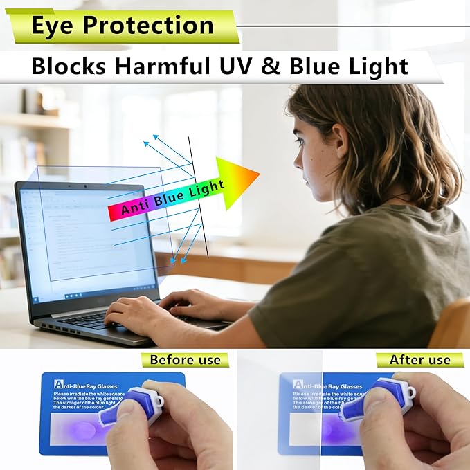 2 Pack 13.3 inch 16:9 Anti Blue Light Screen Protector,Anti Glare UV Blocking Eye Protection Film,Eye Strain Relief for HP/Lenovo/Dell/ASUS/Acer/Samsung Laptops