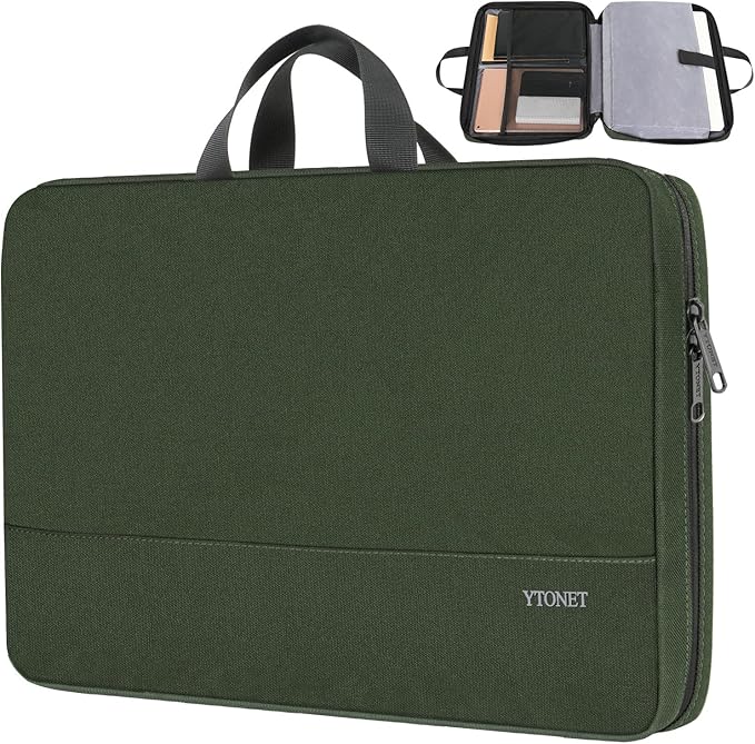 Ytonet Laptop Bag 17 17.3 Inch, Stylish Laptop Cover Case with Handle Slim Water Resistant Computer Bag for Work, Travel, and Commute, Compatible with Lenovo HP Dell Asus Notebooks, Midnight Green