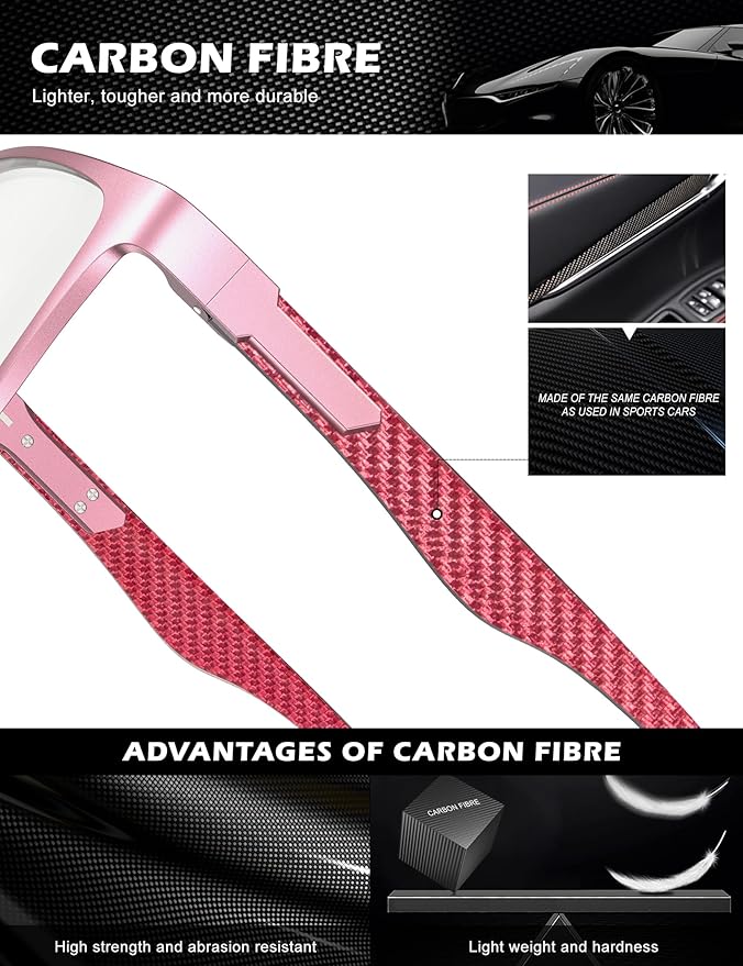 ANYLUV Carbon Fiber Reading Glasses for Men Women, Blue Light Blocking Computer Readers, Anti Glare Spring Hinge