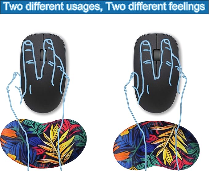 BRILA Ergonomic Memory Foam Mouse Wrist Rest Support Pad Cushion for Computer, Laptop, Office Work, PC Gaming - Massage Holes Design - Wrist Pain Relieve (Vibrant Plants)