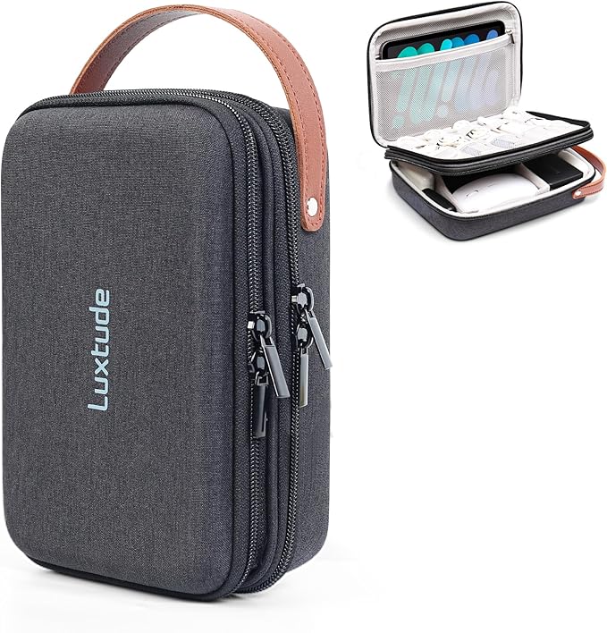 Luxtude Electronics Organizer Travel Case, Portable Tech Bag for Working/Travelling, Sturdy Hard Shell Zipper Cases for Charger/Mouse/Hard Drive, Case Only
