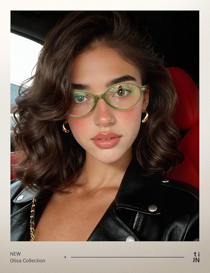 TIJN Olisa Blue Light Blocking Glasses for Women Men,Retro Oval Frame Bluelight Eyeglasses for Gaming/Computer/Screen