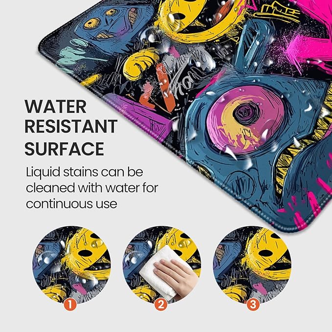 35.4 x 15.7 inches，Extra Large Gaming Mouse Pad，with Fun Graffiti Artwork Desk Mat, School, and Home Decoration，Mouse Pads for Workstation, Striking Text Design Features a Non-Slip Rubber Base