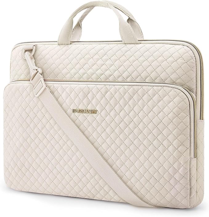 BAGSMART 15.6 Inch Laptop Shoulder Bag, Laptop Sleeve Compatible with MacBook Pro 16 Inch,15.6 Inch HP,Dell,Acer Aspire,Asus Notebook, Protective Case with Shoulder Strap,Pocket,Handle, Beige