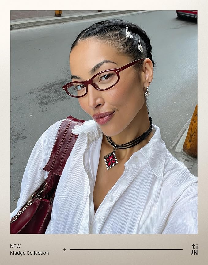TIJN Blue Light Blocking Glasses Women Men Retro Cat Eye Square Oval Anti Glare Screen Computer Gaming Daily Eyeglasses TR90