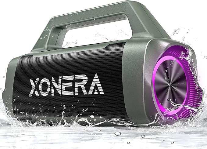 Speakers Bluetooth Wireless, 80W Peak Loud Outdoor Speaker with Bass, 20H Playtime, IPX6 Waterproof, TWS，BT5.3, Portable for Camping Hiking Boating Pool Beach, Olive Green