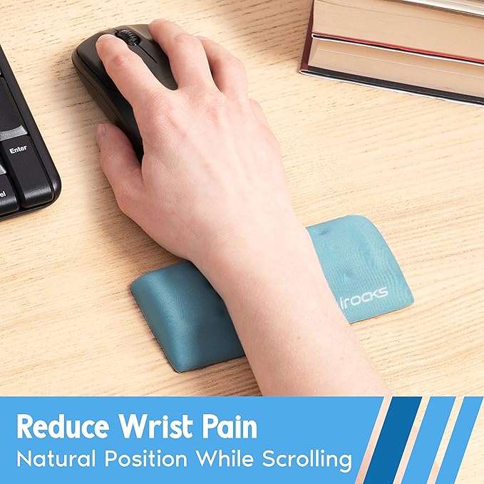 i-Rocks Memory Foam Mouse Wrist Rest - Pain-Reducing Wrist Rest for Mouse - Non-Slip Rubber Base Wrist Rest - Cooling Mouse Wrist Support for Long Hours of Work, Studying, Gaming