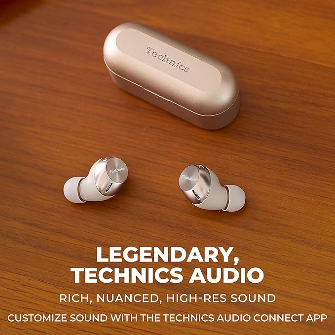 Technics HiFi True Wireless Multipoint Bluetooth Earbuds II, Active Noise Cancelling, 3 Device MultiPoint Connectivity, Impressive Call Quality, LDAC Compatible, EAH-AZ40M2-N (Rose Gold)