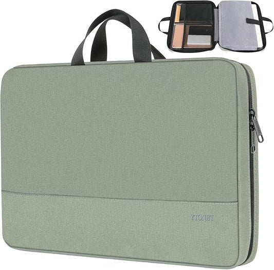 Ytonet Laptop Sleeve 15.6 Inch, Slim Water Resistant Laptop Cover Case with Handle Computer Cases for Travel, Office, Meetings, and Daily Use, Compatible with Lenovo HP Dell Asus, Avocado Green