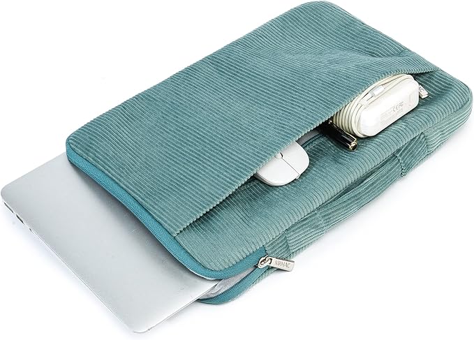 Kinmac 360° Protective Laptop Sleeve Case Bag Cover with Handle for MacBook Pro 16 inch,16 inch HP,Lenovo,Dell,ASUS,Acer Ultrabook and Business Laptop (Green Corduroy)