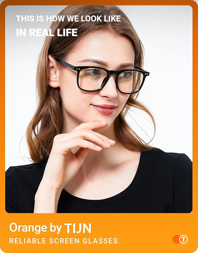 TIJN Sleep Glasses Blue Light Blocking Square Eyeglasses Dual AR Coatings for Computer Gaming Screen Fatigue & UV Protection