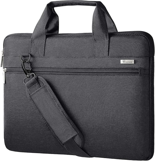 Voova Laptop Bag 17 17.3 Inch, 360° Protective Laptop Case Sleeve with Shoulder Strap Compatible with 17-18 Inch Lenovo Asus Acer Dell Hp, Waterproof Computer Bag Slim Briefcase for Men Women, Black