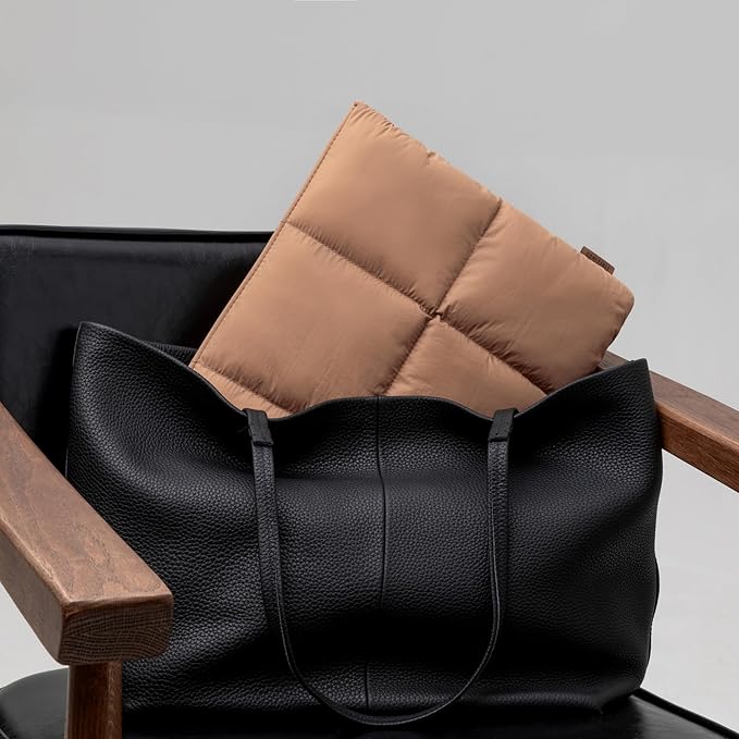 Comfyable Puffy Laptop Sleeve 13 Inch 14 Inch, Quilted Puffer Laptop Carrying Case for Women, Pillow Case Compatible with MacBook Air/Pro M5 M4 M3 M2 Pro/Max 2026, 13" MacBook Neo A18, Brown