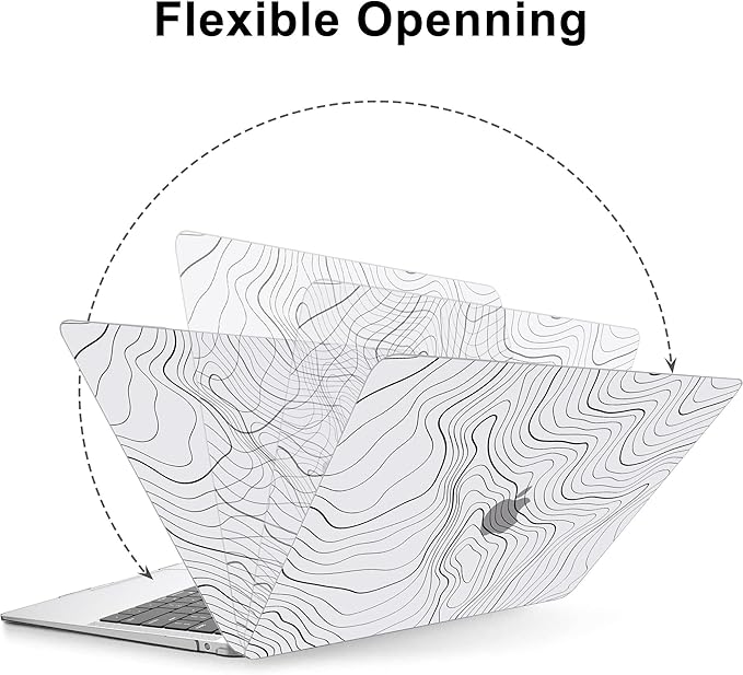 AKIT Compatible with MacBook Air 13 Inch Case M1 2022 2020 2019 2018 A2337 A2179 A1932, Unique Pattern Hard Shell Laptop Case+Screen Protector+Keyboard Cover for MacBook Air 13.3 Inch, Contour Line