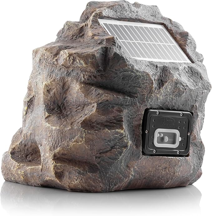 Alpine Corporation 11" Tall Waterproof Bluetooth Solar-Powered Wireless Rock Speaker with 50 Foot Range High-Fidelity Sound, and Portable Audio System, Gray