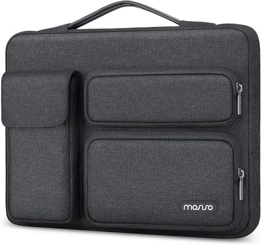 MOSISO 360 Protective Laptop Case 13.3 inch, 13-13.3 inch Laptop Sleeve Compatible with MacBook Air/Pro 13 / Pro 14, HP Dell ASUS Lenovo, Side Open Bag with 2 Raised&1 Flapover Pockets, Charcoal Gray