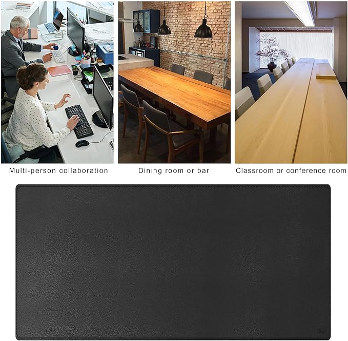 Cacoy Massive 70.8" x 39.4" Leather Desk Mat, Extra Large Office Conference Table Mat, 4XL Full Desk Gaming Mouse Pad, Waterproof PU Leather Computer Desk Pad (Black)