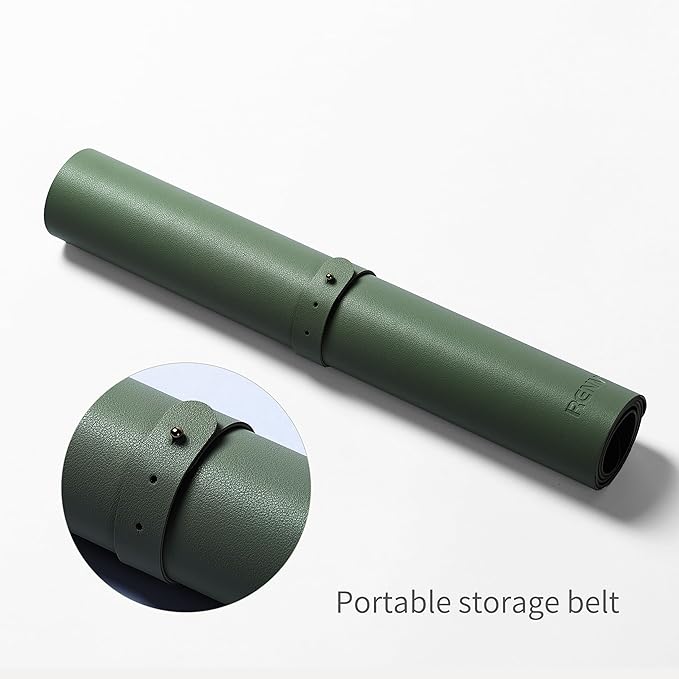 RENMTURE Double-Sided Two-Tone Faux Leather Desk mat Desktop Organization and Accessories Home and Office Large Mouse pad Game and Work (Green/Gray, 32"x16")