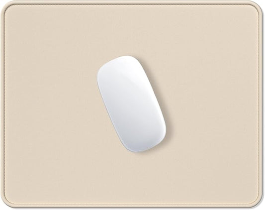 Hsurbtra Mouse Pad, Premium-Textured Square Mousepad 10.2 x 8.3 Inch, Stitched Edge Anti-Slip Waterproof Rubber Pretty Cute Computer Mat for Office Gaming Laptop Women Kids Beige