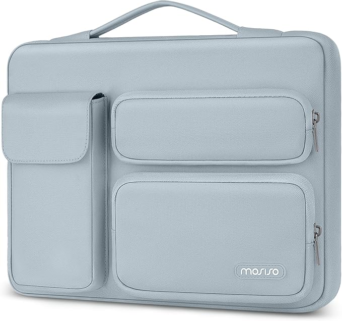 MOSISO 360 Protective Laptop Case 16 inch,15-15.6 inch Laptop Sleeve Compatible with MacBook Pro 16 M5 M4 M3 M2 M1,HP Acer Dell Lenovo ASUS,Side Open Bag with 2 Raised&1 Flapover Pockets, Baby Blue