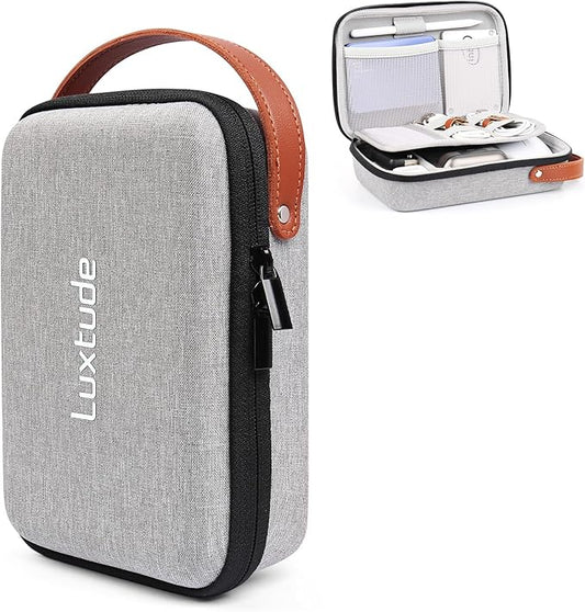 Luxtude Electronic Organizer Travel Case, Portable Tech Organizers, Hard Charger Organizer, Travel Cable Organizers, Tech Bag (Single-Layer, Grey, Small)