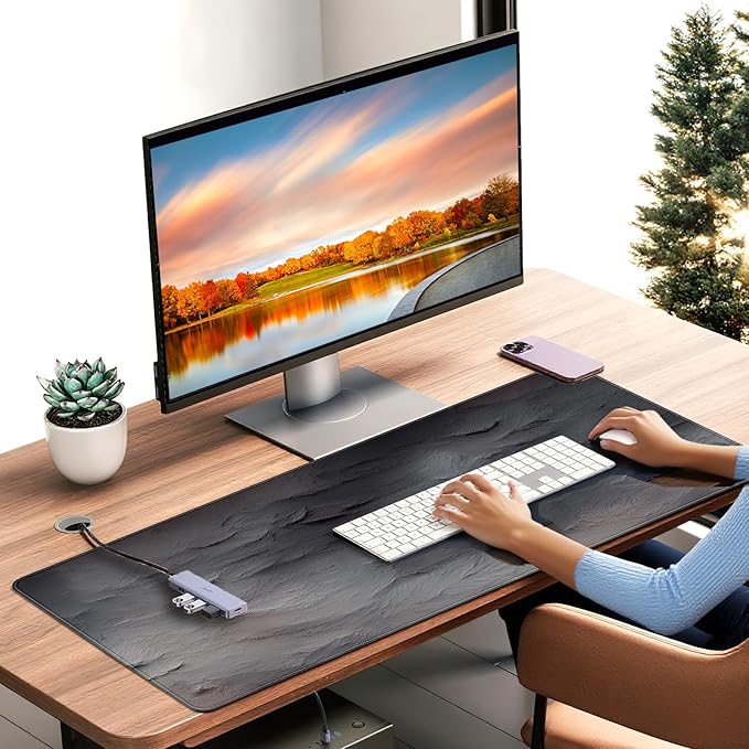 XXL Gray Mouse Pad with a Cement Wall Texture Design, 35.4 x 15.7 inches, Non-Slip Rubber Base, and Waterproof Microfiber Cloth Surface, Suitable for Home Office and Work environments.