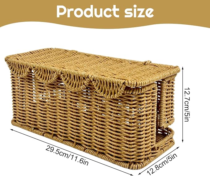 Scalloped Edge Handmade Cable Management Box, Elegant Plastic Rattan Cable Organizer, 2 Open Slots Sturdy Cord Hider Box, Under Desk Cord Organizer for Home TV Wires Computer Router USB Hub Strip (1) - Image 2