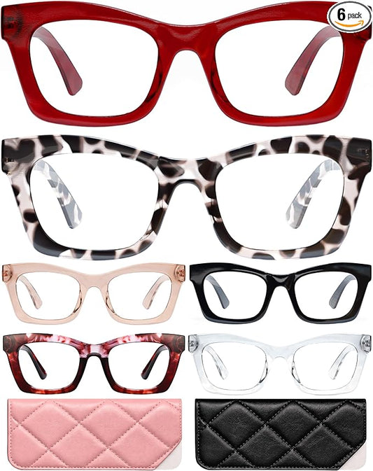 CCVOO 2.25 Oprah Style Reading Glasses for Women, Stylish Eyeglasses, Blue Light Readers for Women, Cheaters, (A7 Runway Rouge)