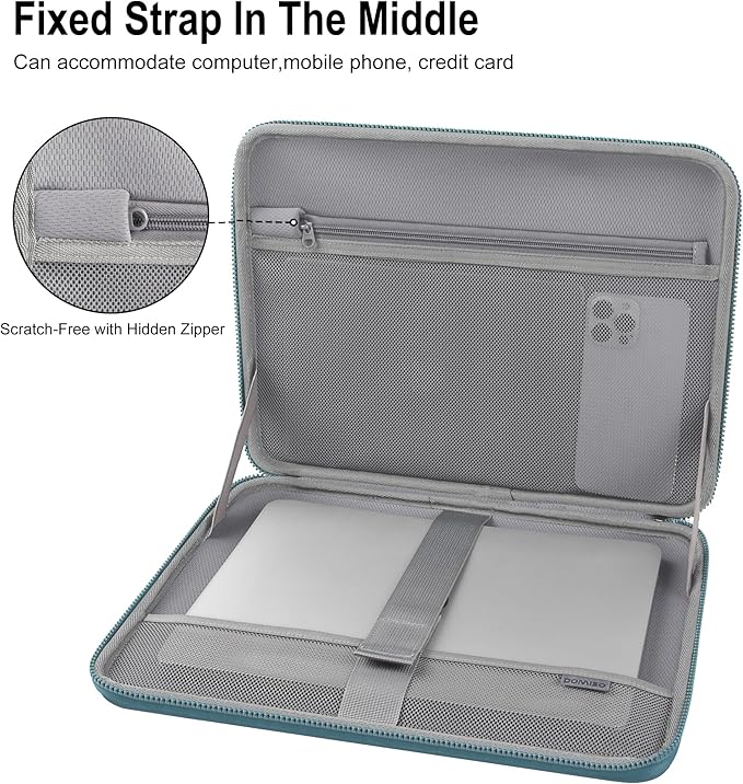 DOMISO 13.3-14 Inch Laptop Hard Case, Waterproof Shockproof Hard Shell Laptop Sleeve Protective Computer Bag for Macbook Pro/Lenovo ThinkPad/Dell XPS/HP Pavilion, Teal