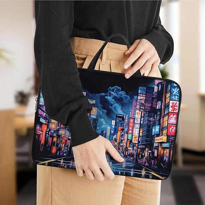Laptop Sleeve Bag with Handle Computer Protective Soft Cover Case for 14 Inch 13 Inch Laptop,Japanese Street