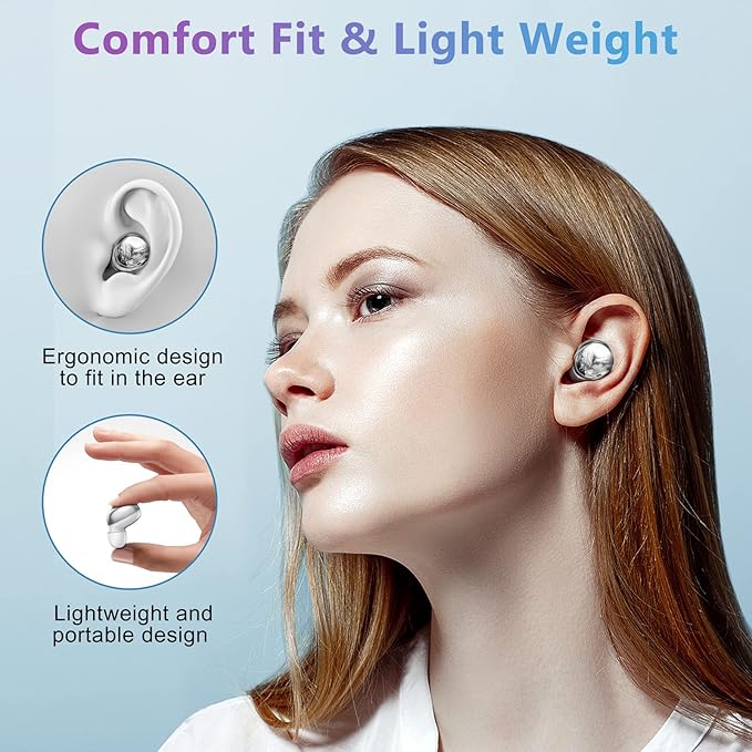 ELOVEN Wireless Earbuds Deep Bass Stereo Sound Bluetooth Earbuds 120H True Wireless Headphones with Ear Caps (S/M/L) for Samsung S26/S25/S24/S23/S22 Ultra Z Flip 5/4/3/Fold 5/4 iPhone 16/15/14 Silver